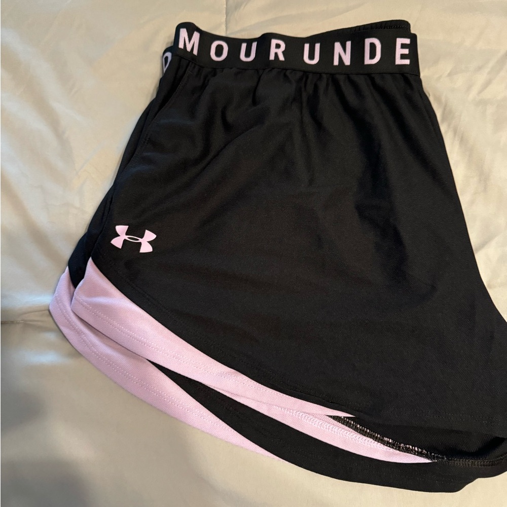 Under Armour Women's Black and Pink Shorts